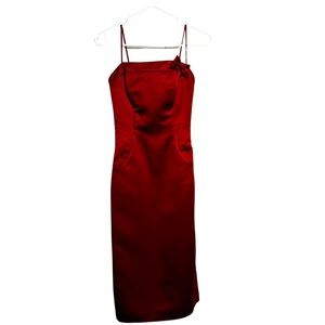 vintage: Handmade Red Satin Minimalist Coquette Dress
